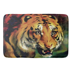 Snarling Tiger Artistic Portrait Bath Mat