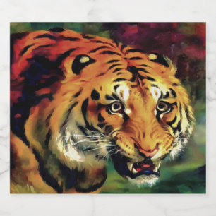 Snarling Tiger Artistic Portrait Beer Bottle Label