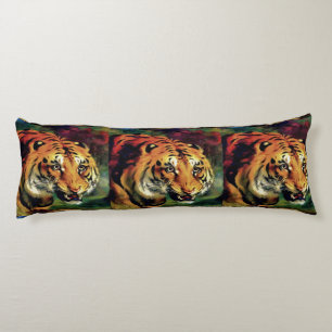 Snarling Tiger Artistic Portrait Body Cushion