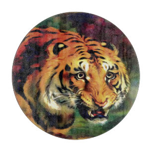 Snarling Tiger Artistic Portrait Cutting Board
