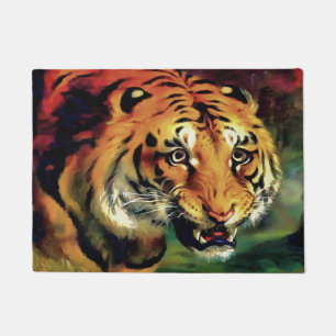 Snarling Tiger Artistic Portrait Doormat