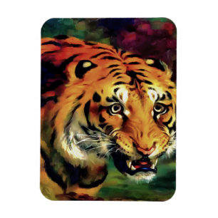 Snarling Tiger Artistic Portrait Magnet