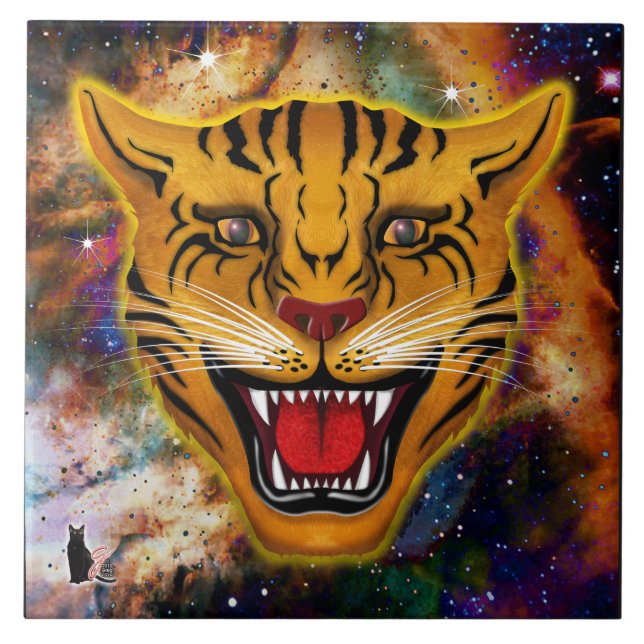 Snarling Tiger Nebula Ceramic Tile (Front)
