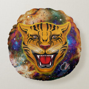 Snarling Tiger Nebula Round Cushion