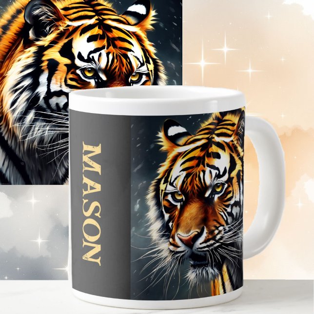 Snarling Tiger Personalise Name Gift Coffee Large Coffee Mug (Creator Uploaded)