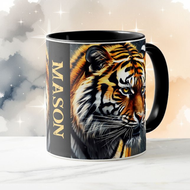 Snarling Tiger Personalise Name Gift Coffee Mug (Creator Uploaded)