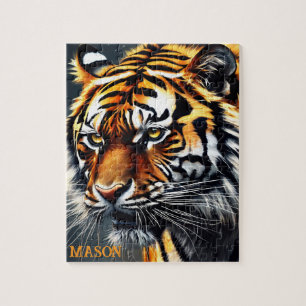 Snarling Tiger Personalised Name Gift Jigsaw Puzzle