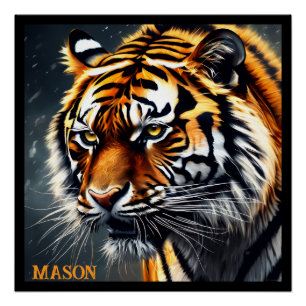 Snarling Tiger Personalized Name Poster