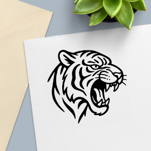 Snarling Tiger Profile Self-inking Stamp