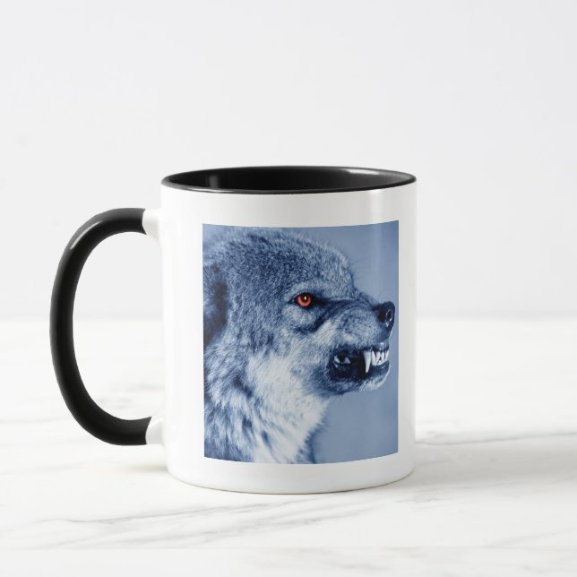 Snarling wolf (Canis Lupus), profile (Digital Mug (Left)