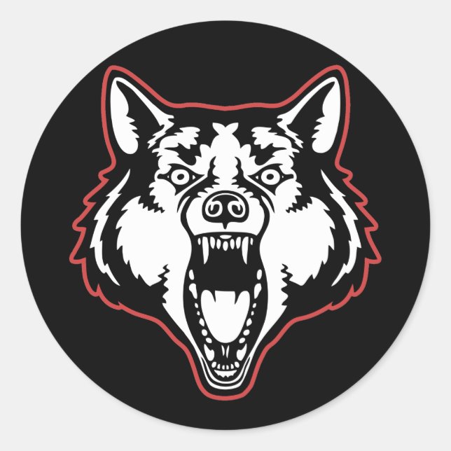Snarling Wolf Classic Round Sticker (Front)