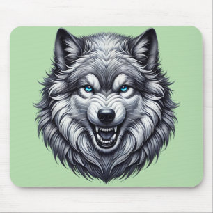 Snarling Wolf head Mouse Pad