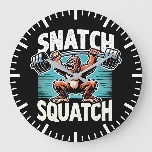 Snatch Squatch - Funny Weightlifting Large Clock (Front)