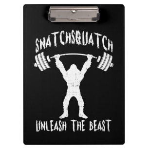 Snatchsquatch, Cartoon Big Foot, Beast, Funny Gym Clipboard