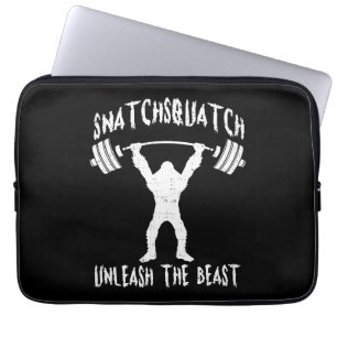 Snatchsquatch, Cartoon Big Foot, Beast, Funny Gym Laptop Sleeve