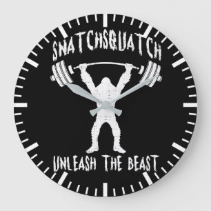 Snatchsquatch, Cartoon Big Foot, Beast, Funny Gym Large Clock