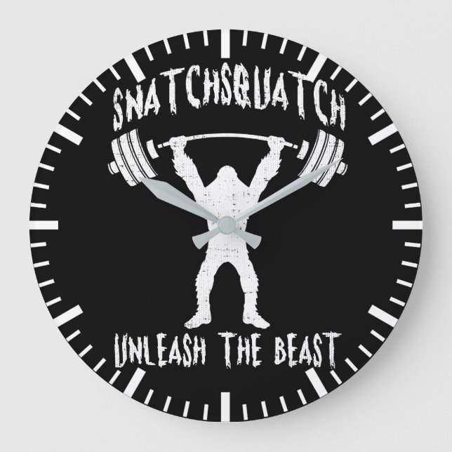 Snatchsquatch, Cartoon Big Foot, Beast, Funny Gym Large Clock (Front)