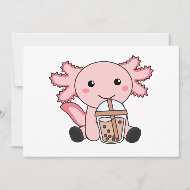 Snaxolotl Axolotl Bubble Tea Lovers Sweet Animals  Invitation (Front)