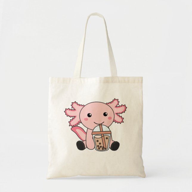 Snaxolotl Axolotl Bubble Tea Lovers Sweet Animals  Tote Bag (Front)