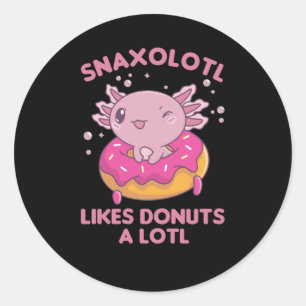 Snaxolotl Axolotl Doughnut Lovers Sweet Animals Classic Round Sticker