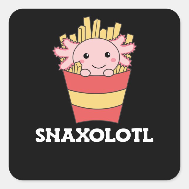 Snaxolotl Axolotl Lover Cute Animals Fries Square Sticker (Front)