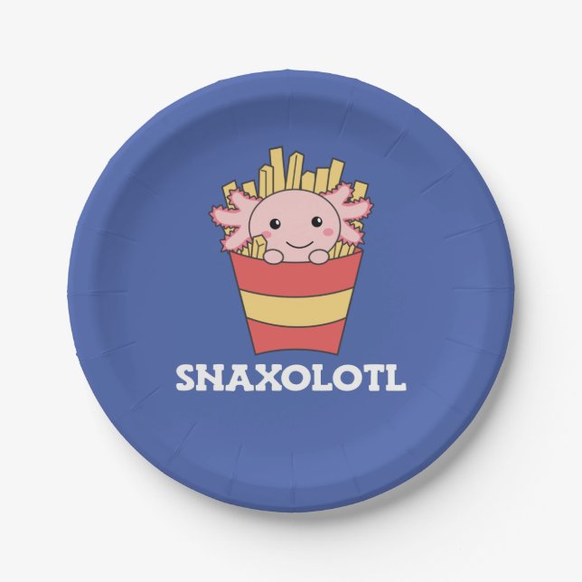 Snaxolotl Axolotl Lover Cute Animals Fries T-Shirt Paper Plate (Front)