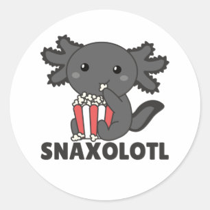 Snaxolotl Axolotl Lovers Sweet Animals Popcorn Cla Classic Round Sticker