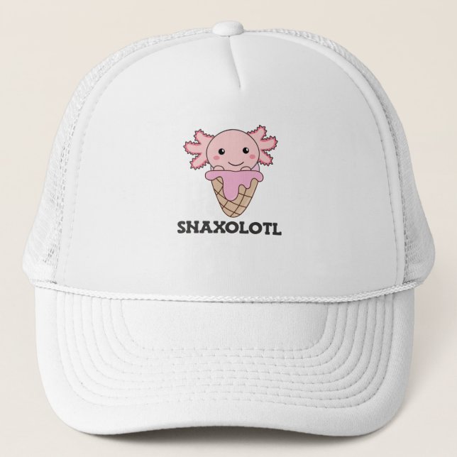 Snaxolotl Axolotl Strawberry Ice Lovers Sweet Trucker Hat (Front)