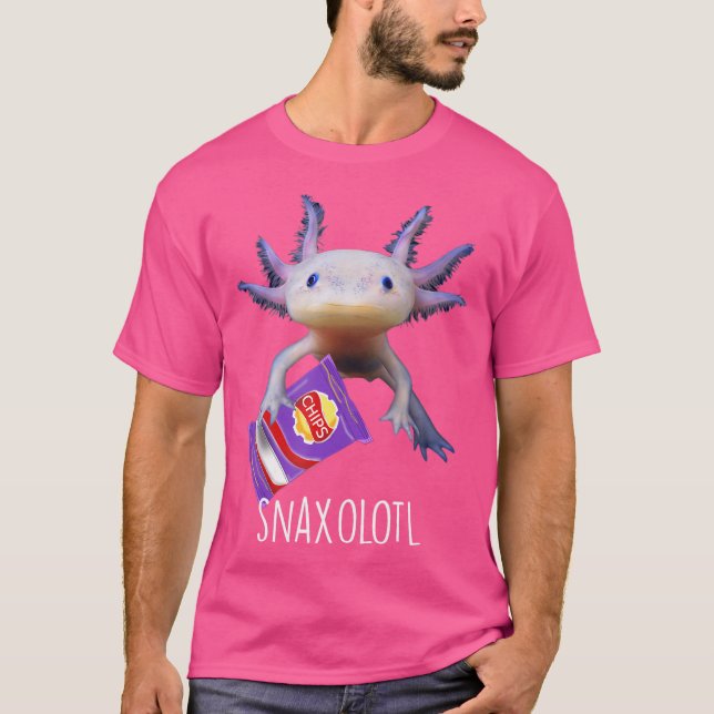 Snaxolotl Snack Foodie Funny Axolotl Salamander Pu T-Shirt (Front)