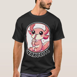 Snaxolotl Sticker Kawaii Axolotl With milk shake T-Shirt