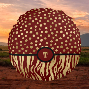 Snazzy Animal Print Inspired Gold Brown and Black Round Cushion