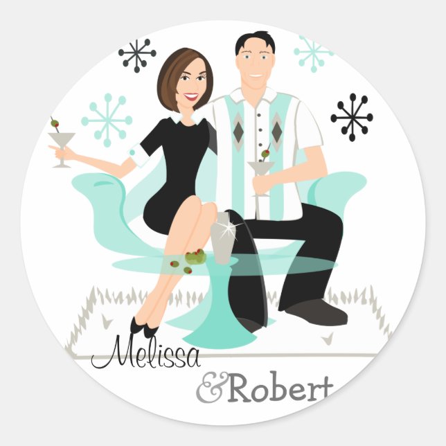 Snazzy Couple Classic Round Sticker (Front)