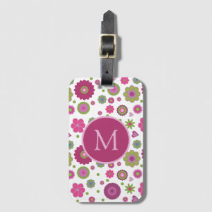 Snazzy Flower Pattern Monogram Luggage Tag
