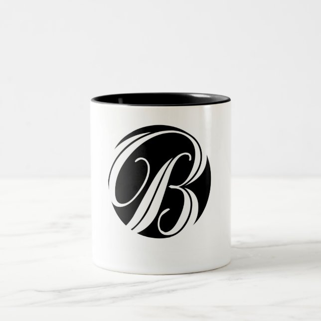 Snazzy Initial B Two-Tone Coffee Mug (Center)