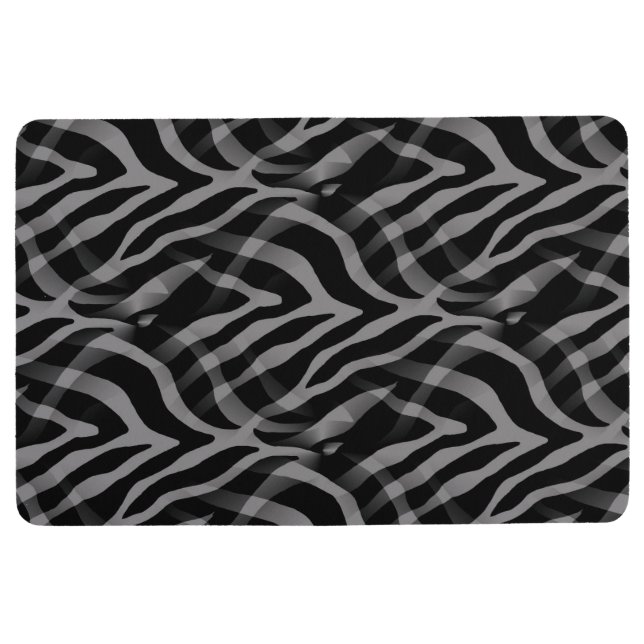 Snazzy Neutral Grey Zebra Stripes Print Floor Mat (Front)