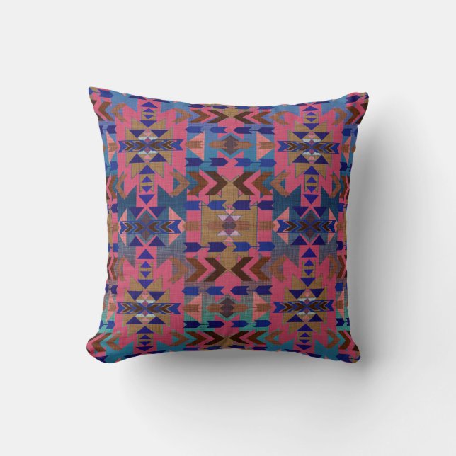 Snazzy Pink Southwestern Style Cushion (Front)