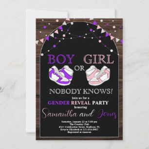Sneaker Ball Gender Reveal Purple or Pink Sneaker Invitation