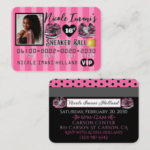 Sneaker Ball PINK Credit Card Photo Invitations