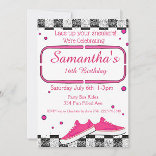 Sneaker Birthday, Glitter Invitation