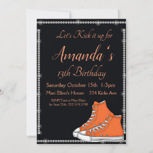 Sneaker Birthday,  Orange Sneakers, Diamonds Invitation