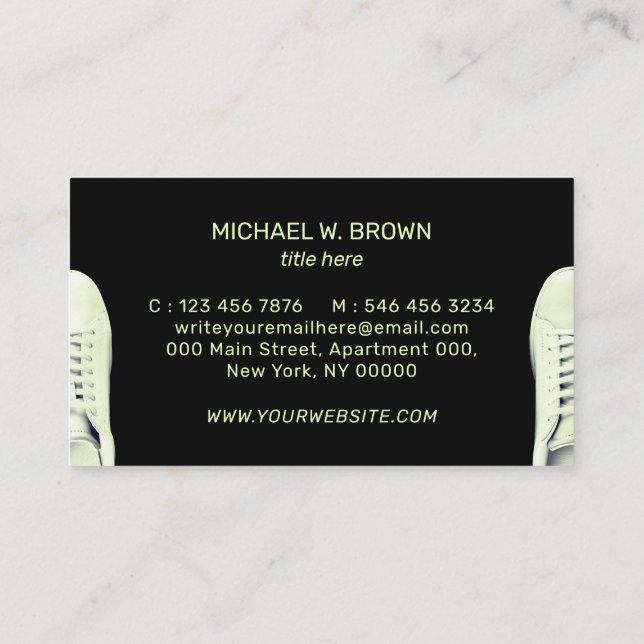 Sneaker Shoes Sport neon couple gym clothing Business Card (Back)