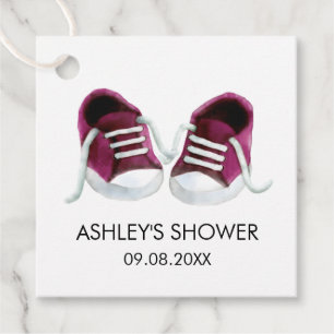 Sneakers Baby Shower Gift Tags, Pink Baby Shoes Favour Tags