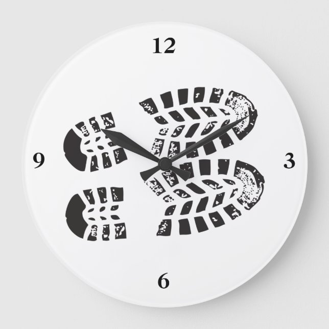 Sneakers Black & White Imprint Large Clock (Front)