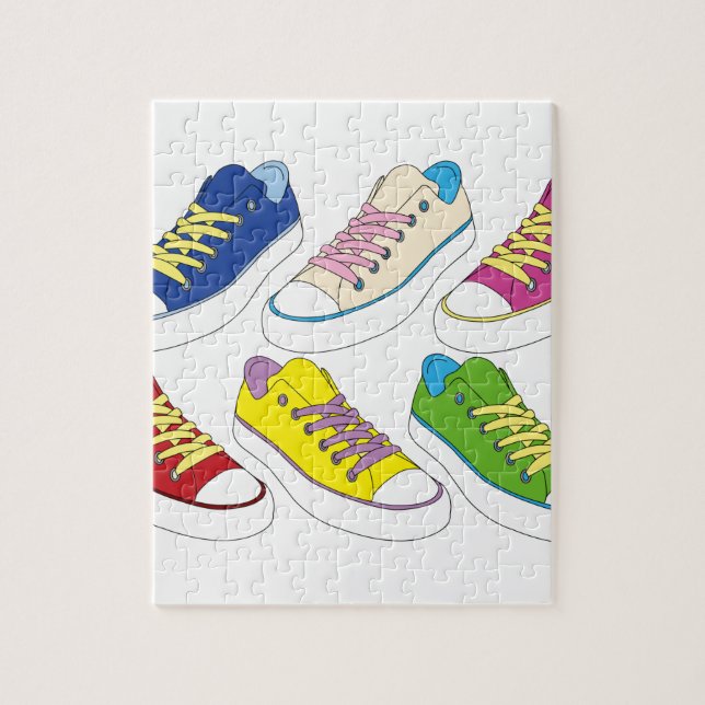 Sneakers drawing, colourful running shoes jigsaw puzzle (Vertical)