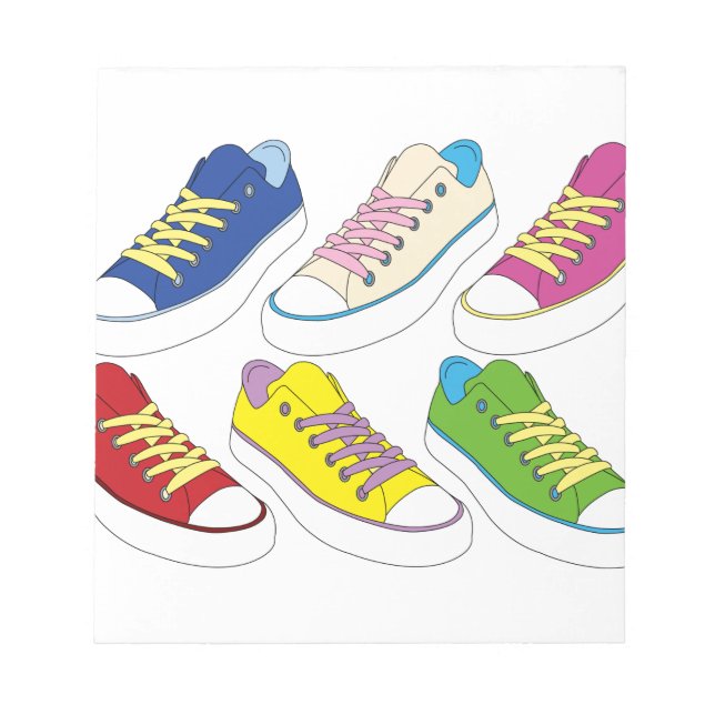 Sneakers drawing, colourful running shoes notepad (Front)