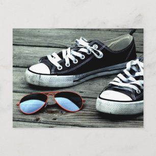 SNEAKERS ON A PIER with SUNGLASSES Postcard