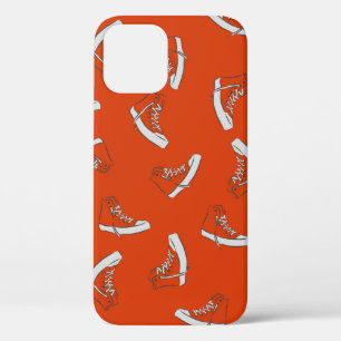 Sneakers seamless pattern on red background iPhone 12 case