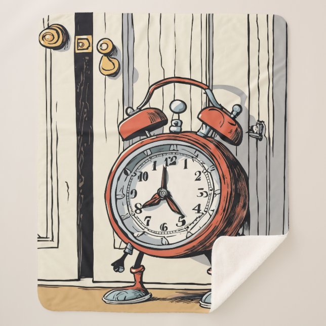 Sneaky Alarm Clock - Whimsical Doorway  Sherpa Blanket (Front)