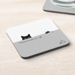 Sneaky Cat Brought you a Gift Coaster