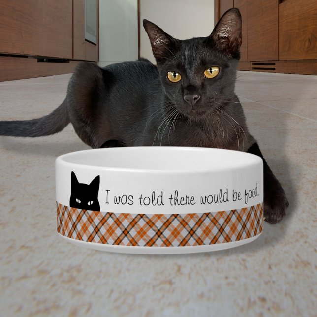 Sneaky Cat Madras Check Plaid Orange Grey Bowl (Creator Uploaded)